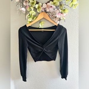 Shein black long sleeve crop top , size XS